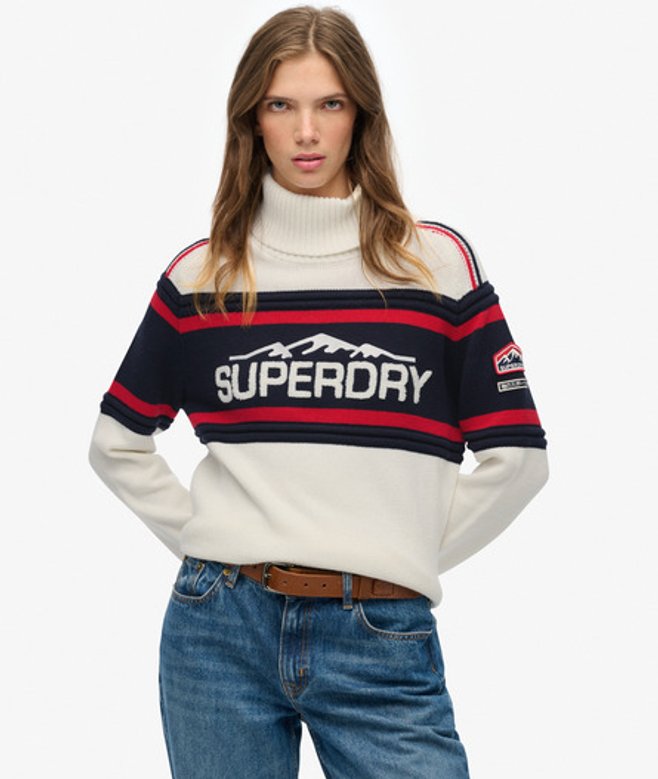 Superdry Damen Apres Ski Rollkragenpullover White - Größe: 44 von Superdry