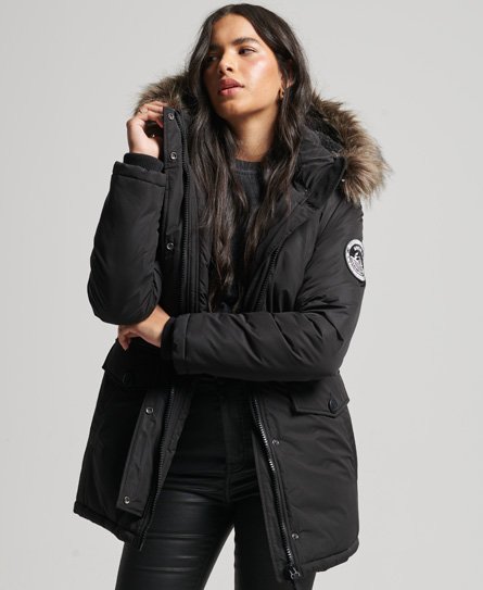 Superdry Damen Ashley Everest Parka Schwarz - Größe: 36 von Superdry