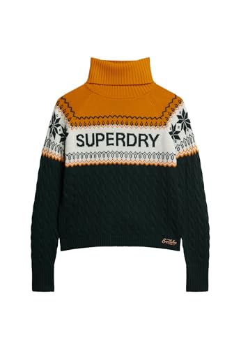 Superdry Damen Aspen Ski Strickpullover Herbstliches Flammenrot 38 von Superdry
