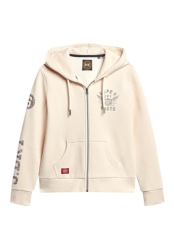 Superdry Damen Athletic College Kapuzenjacke Hafer Beige 42 von Superdry