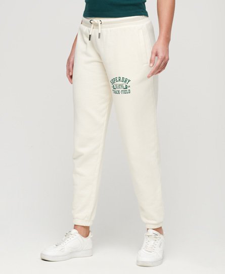 Superdry Damen Athletic College Lockere Jogginghosen Creme - Größe: 40 von Superdry