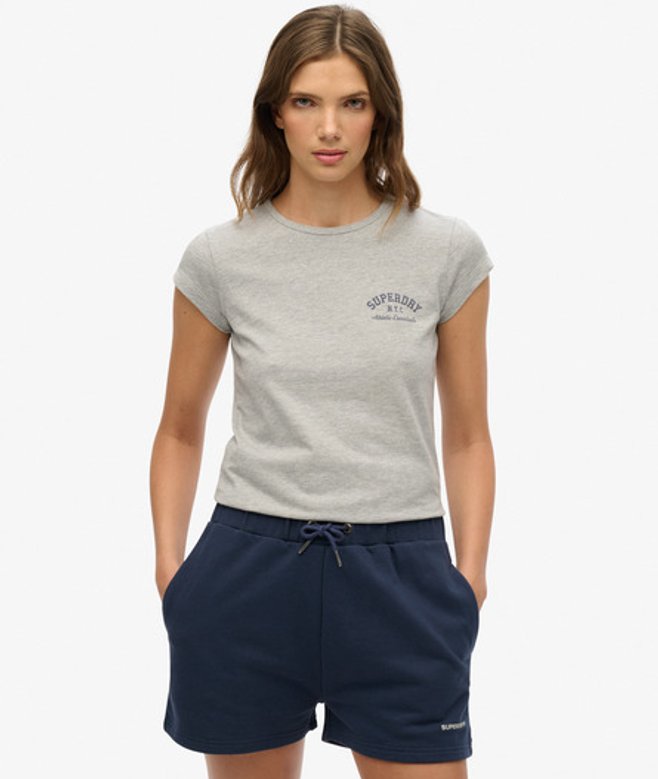 Superdry Damen Athletic Essential T-shirt mit Noppenstruktur Grey - Größe: 40 von Superdry