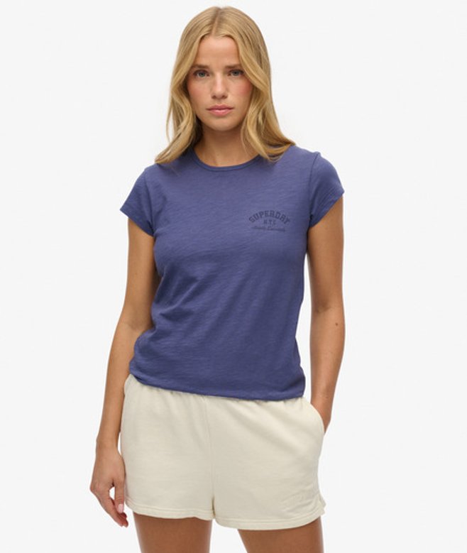 Superdry Damen Athletic Essential T-shirt mit Noppenstruktur Navy - Größe: 44 von Superdry