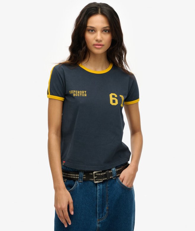 Superdry Damen Athletic Essential T-shirt mit Streifen Marineblau - Größe: 38 Superdry Damen Athletic Essential T-shirt mit Streifen Marineblau - Größe: 38 von Superdry