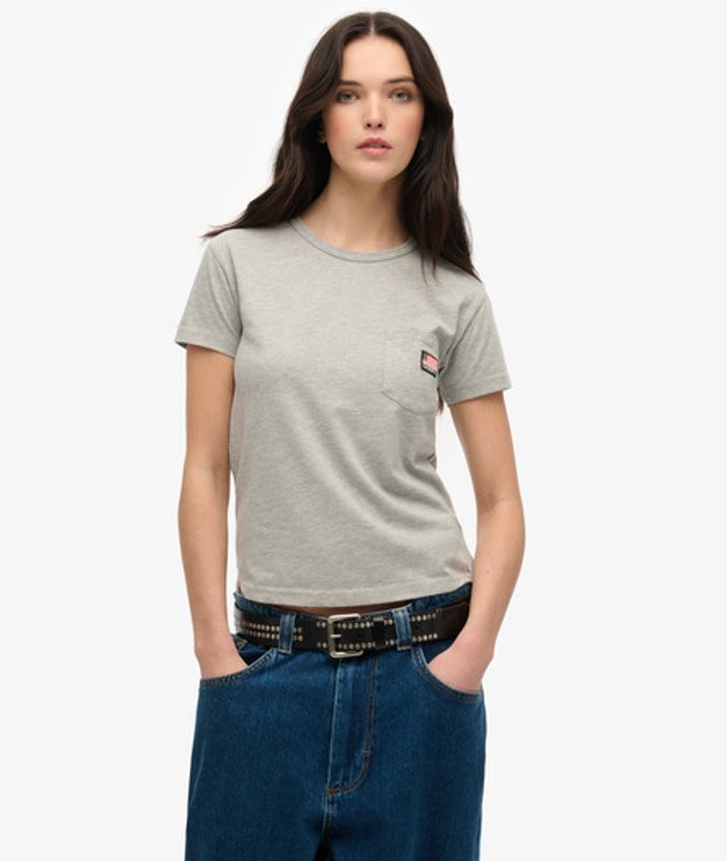 Superdry Women's Athletic Essential T-shirt mit Tasche Grau - Größe: 44 von Superdry