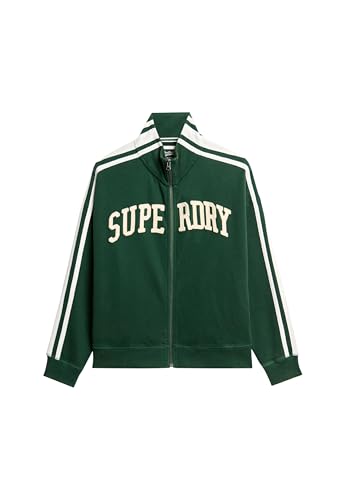 Superdry Damen Athletic Essentials Applique Zip-Trainingsjacke in Oversize-Passform Emaillegrün 36 von Superdry
