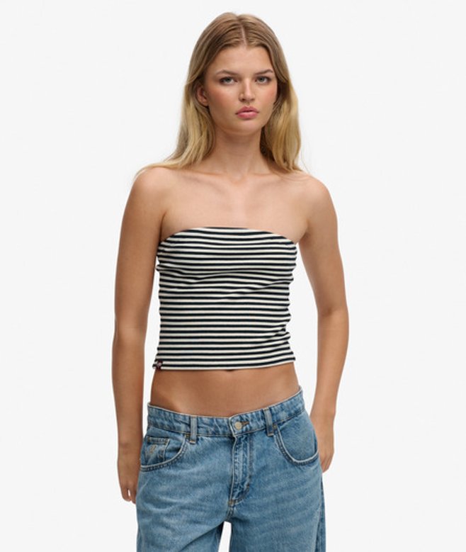 Superdry Damen Athletic Essentials Bandeau-oberteil aus Jersey White - Größe: 38 von Superdry
