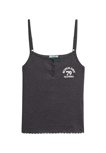 Superdry Damen Athletic Essentials Button Down Cami Top Anthrazitgrau Meliert 6-8 von Superdry