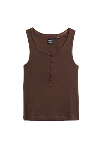 Superdry Damen Athletic Essentials Button-down-Tanktop Dunkles Schokoladenbraun Meliert 14-16 von Superdry