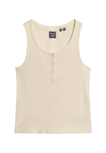 Superdry Damen Athletic Essentials Button-down-Tanktop Helles Hafer-Beige Meliert 6-8 von Superdry