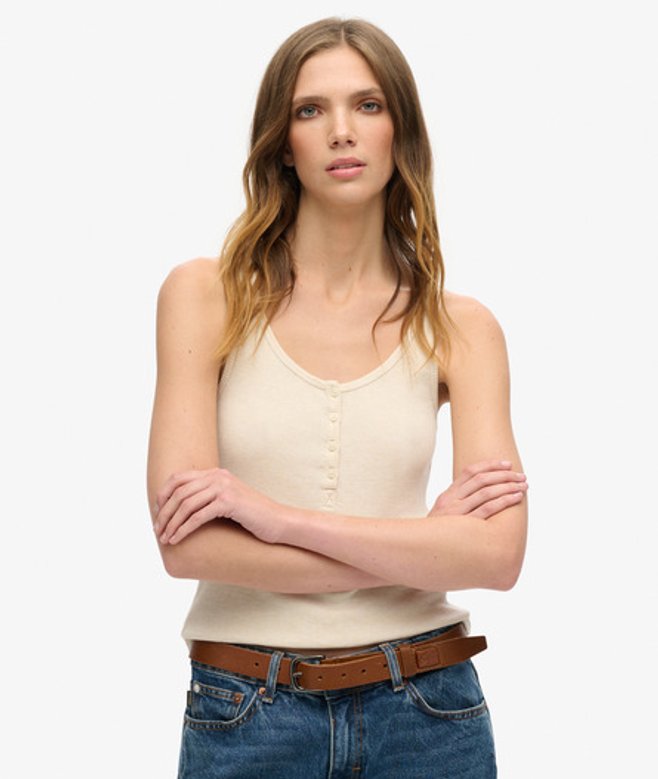 Superdry Damen Athletic Essentials Button-down-tanktop Hellgrau - Größe: 6-8 von Superdry