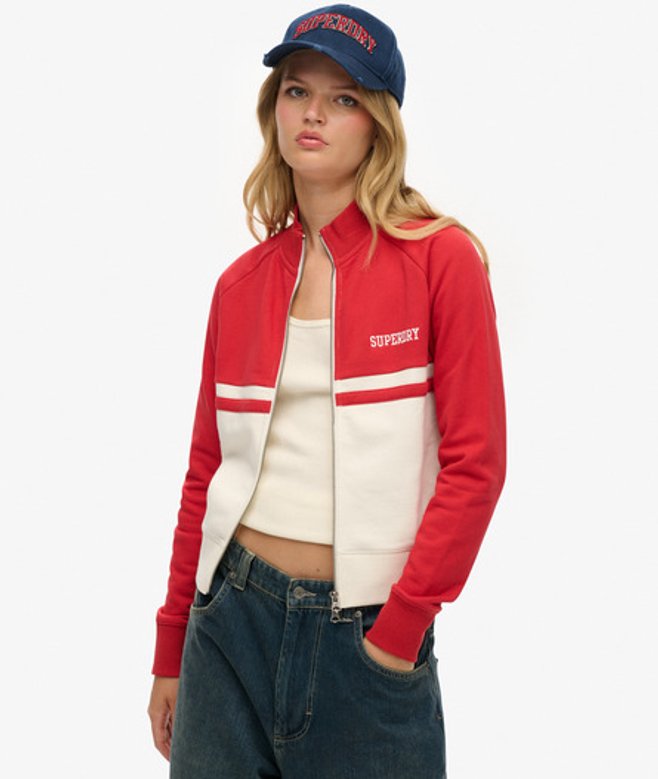 Superdry Damen Athletic Essentials Durchgehender Trainingspullover Red - Größe: 42 von Superdry