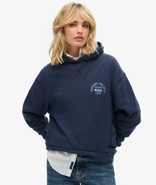 Superdry Damen Athletic Essentials Hoodie Marineblau - Größe: 40 von Superdry