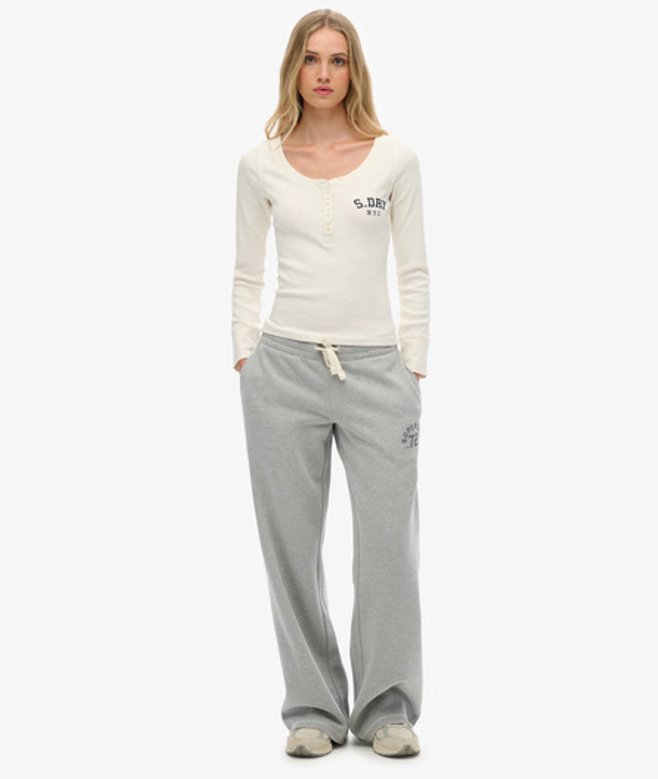 Superdry Damen Athletic Essentials Jogginghose mit Geradem Bein Grey - Größe: 40 von Superdry