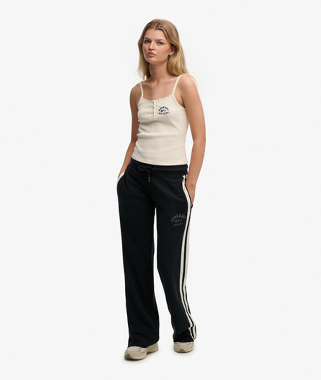 Superdry Damen Athletic Essentials Jogginghose mit Streifen und Schlag Navy - Größe: 34 von Superdry