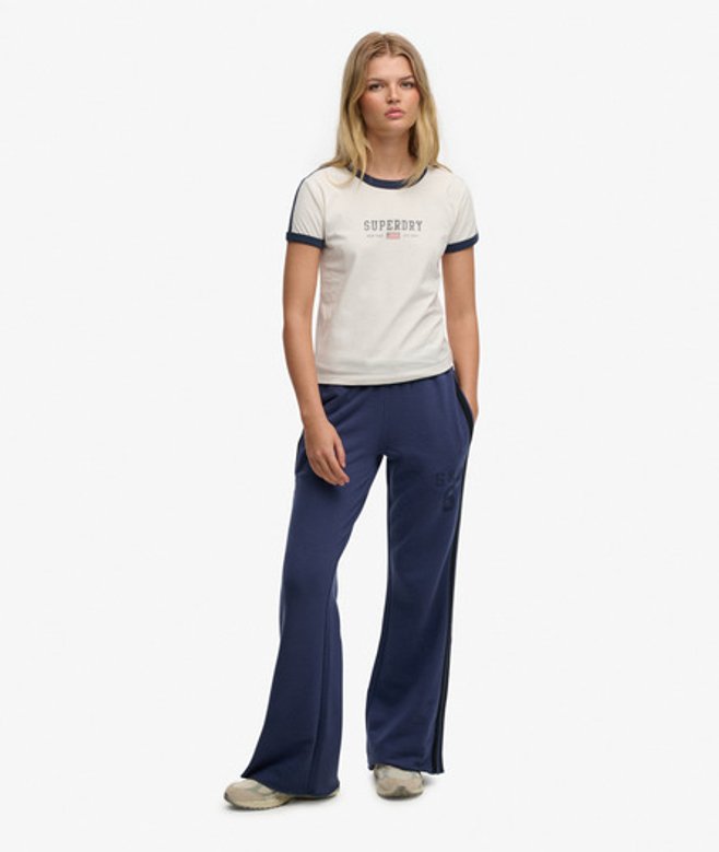 Superdry Damen Athletic Essentials Jogginghose mit Streifen und Schlag Navy - Größe: 36 von Superdry