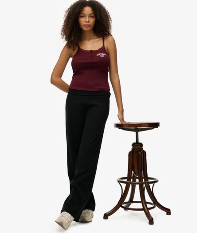 Superdry Damen Athletic Essentials Jogginghose mit Umschlagbund Black - Größe: 34 von Superdry