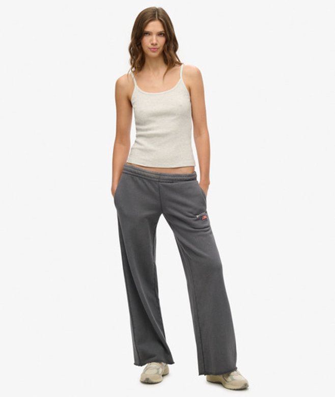 Superdry Damen Athletic Essentials Jogginghose mit Weitem Bein Dunkelgrau - Größe: 38 von Superdry