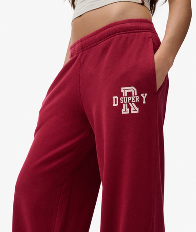 Superdry Damen Athletic Essentials Jogginghose mit Weitem Bein Red - Größe: 38 von Superdry