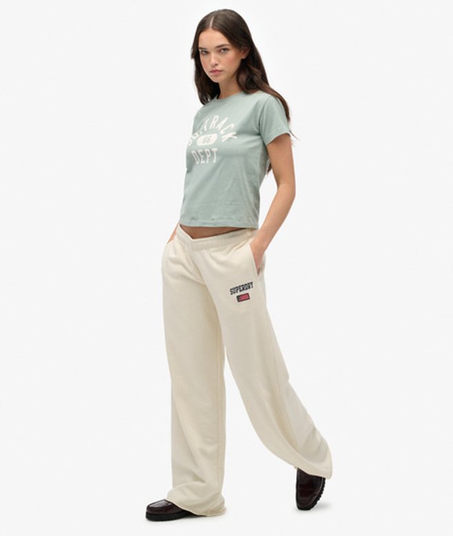 Superdry Damen Athletic Essentials Jogginghose mit Weitem Bein White - Größe: 42 von Superdry