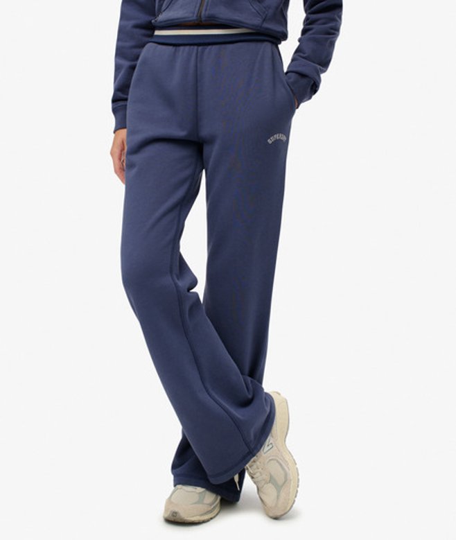 Superdry Damen Athletic Essentials Jogginghosen mit Niedriger Leibhöhe und Ausgestellten Beinen Navy - Größe: 40 von Superdry