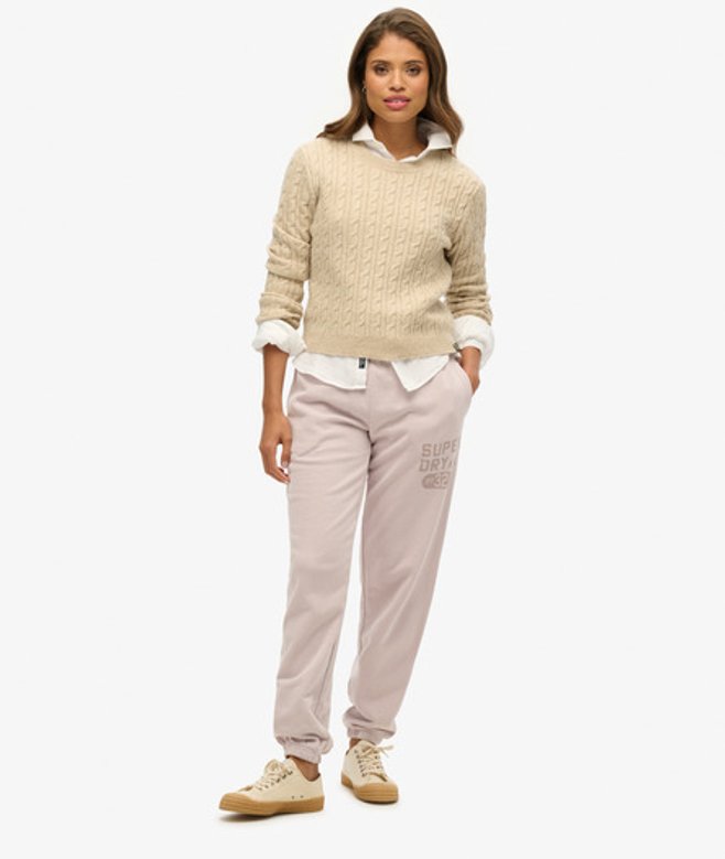 Superdry Damen Athletic Essentials Jogginghosen mit Vintage-waschung und Grafik Hellgrau - Größe: 36 von Superdry