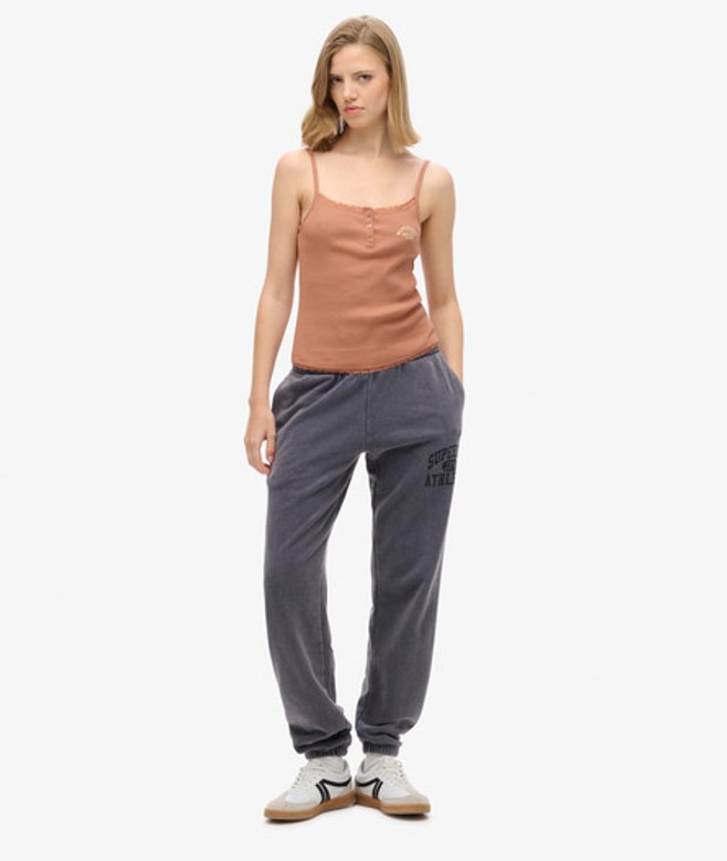 Superdry Damen Athletic Essentials Jogginghosen mit Vintage-waschung und Grafik Marineblau - Größe: 42 von Superdry
