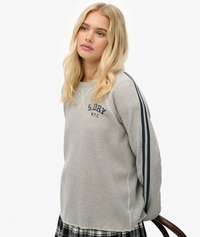 Superdry Damen Athletic Essentials Langarmshirt mit Grafik Grey - Größe: 42 von Superdry