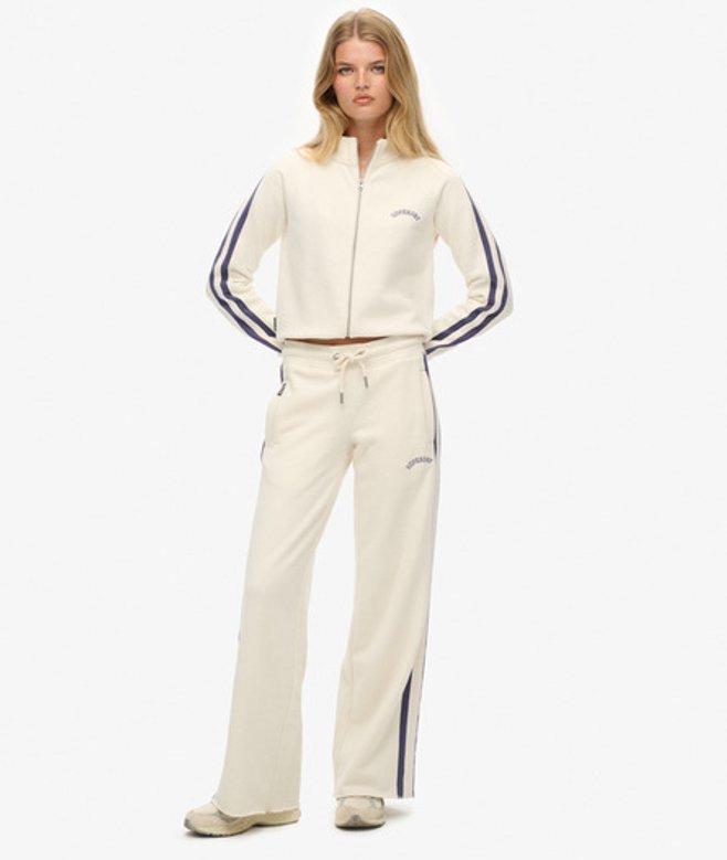 Superdry Damen Athletic Essentials Logo Jogginghose mit Geradem Schnitt White - Größe: 36 von Superdry
