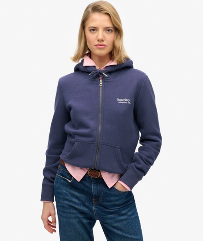 Superdry Damen Athletic Essentials Logo Zip-hoodie Navy - Größe: 42 von Superdry