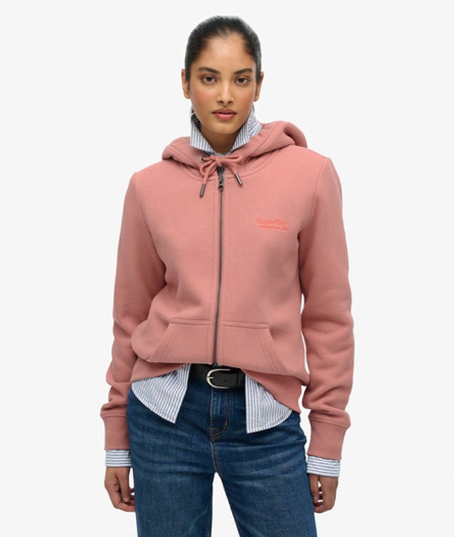 Superdry Damen Athletic Essentials Logo Zip-hoodie Pink - Größe: 36 von Superdry