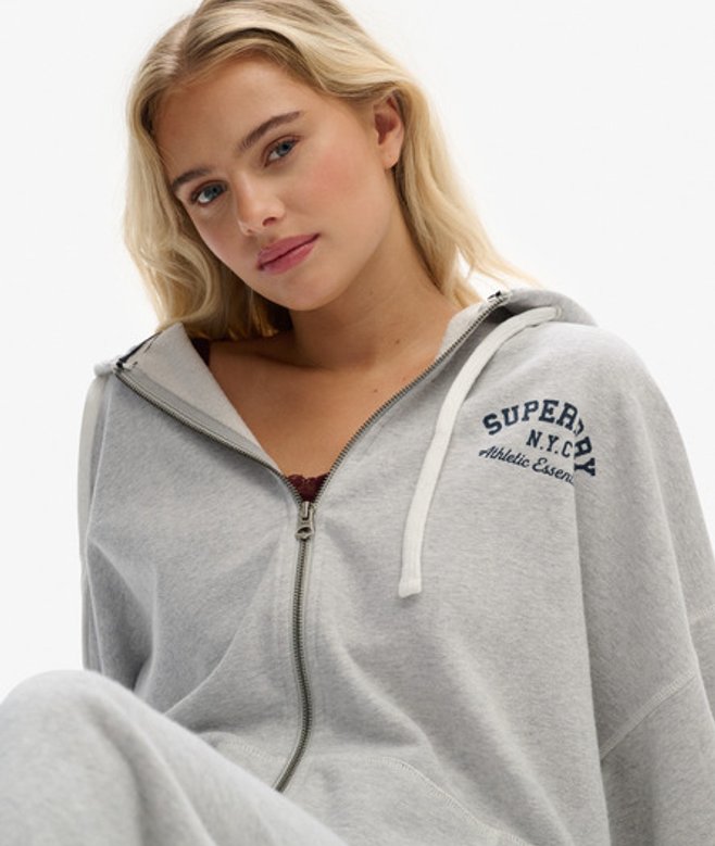 Superdry Damen Athletic Essentials OverGröße-kapuzenjacke Light Grey - Größe: 42 von Superdry