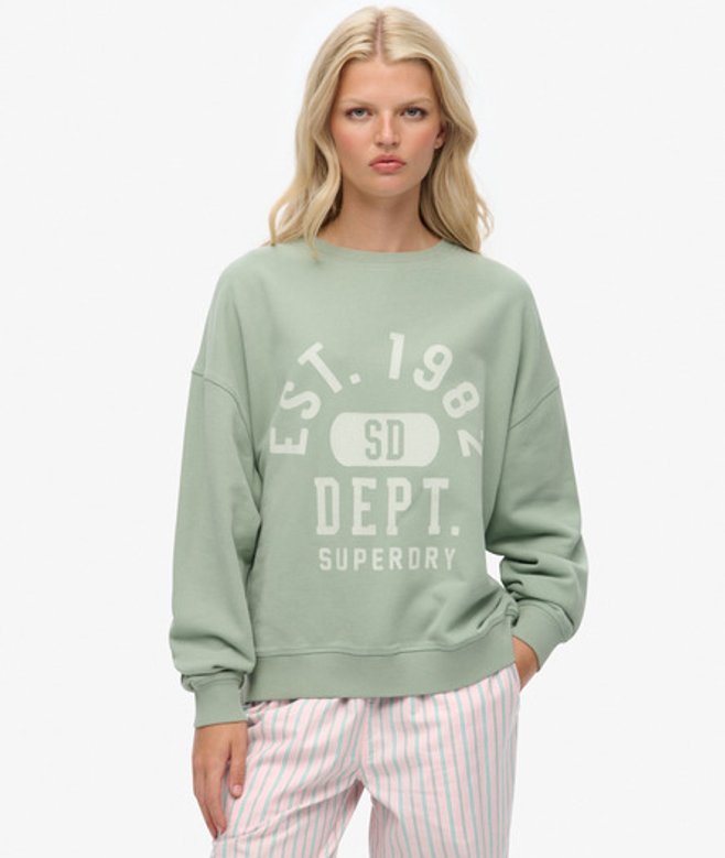 Superdry Damen Athletic Essentials Relaxed Crew Sweatshirt Green - Größe: 40 von Superdry