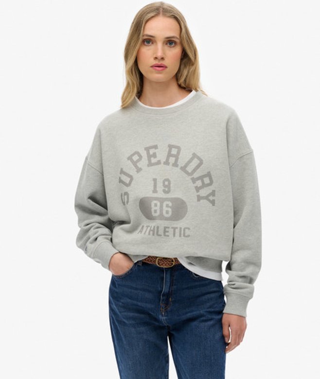 Superdry Damen Athletic Essentials Relaxed Crew Sweatshirt Grey - Größe: 36 von Superdry