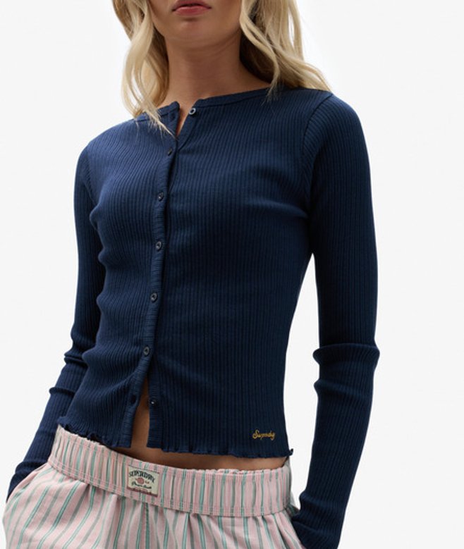 Superdry Damen Athletic Essentials Rippenstrick-cardigan Navy - Größe: 40 Superdry Damen Athletic Essentials Rippenstrick-cardigan Navy - Größe: 40 von Superdry