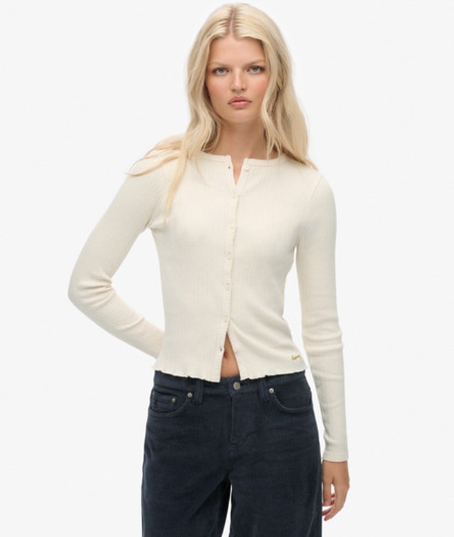 Superdry Damen Athletic Essentials Rippenstrick-cardigan White - Größe: 42 Superdry Damen Athletic Essentials Rippenstrick-cardigan White - Größe: 42 von Superdry