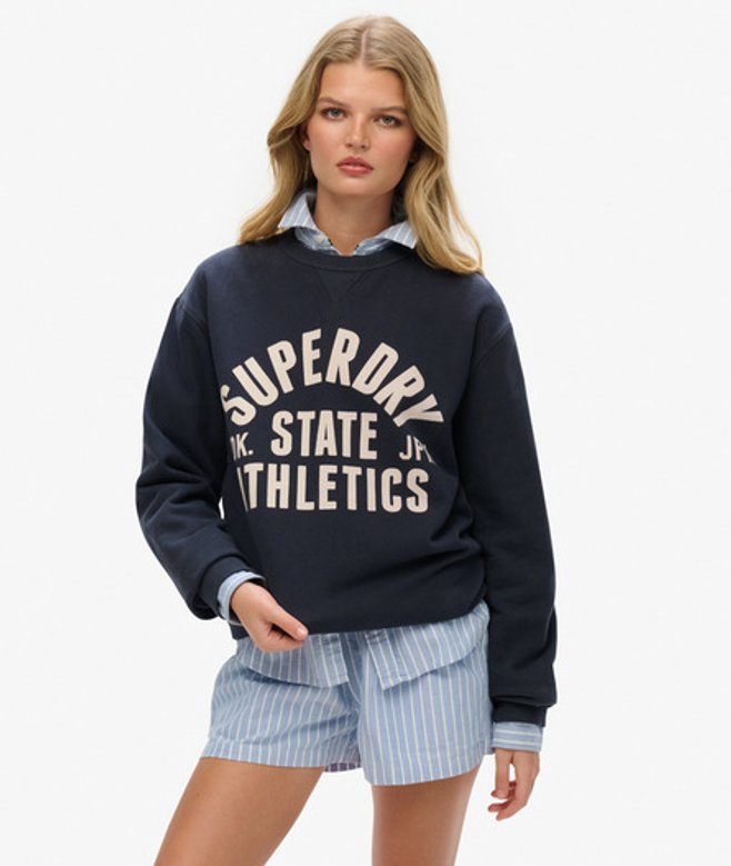 Superdry Damen Athletic Essentials Rundhals-sweatshirt in Übergröße Navy - Größe: L von Superdry