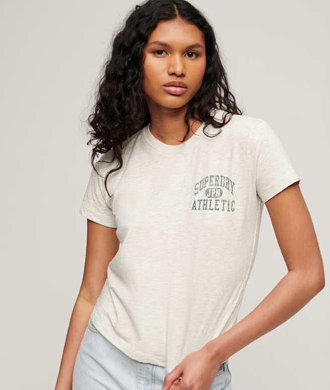 Superdry Damen Athletic Essentials Slub 90s T-shirt Beige - Größe: 40 von Superdry