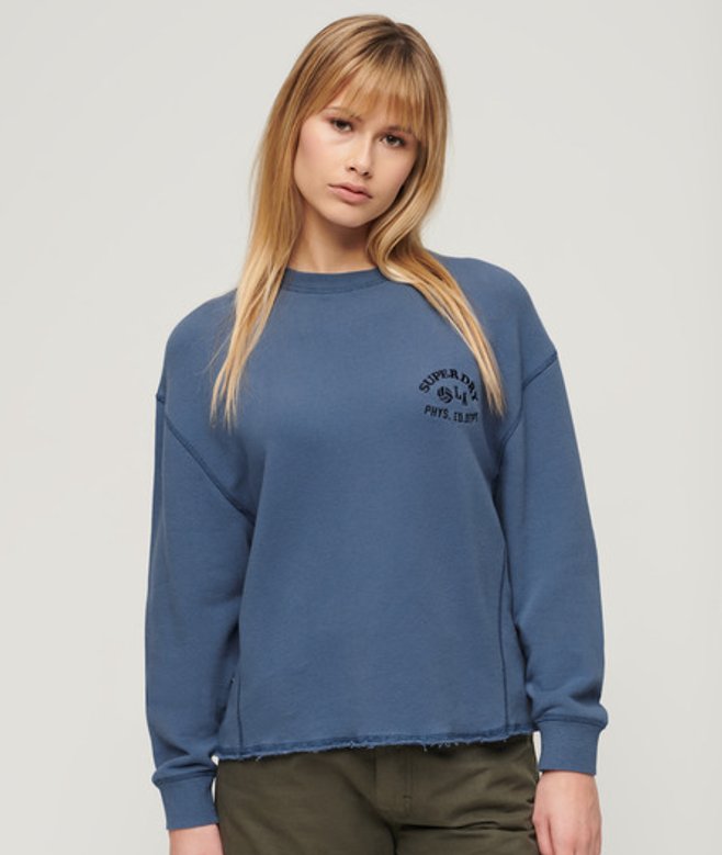 Superdry Damen Athletic Essentials Sweatshirt Blau - Größe: 40 von Superdry