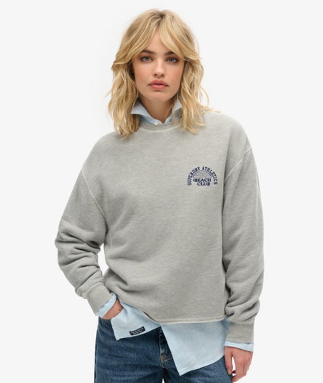 Superdry Damen Athletic Essentials Sweatshirt Grau - Größe: 34 von Superdry
