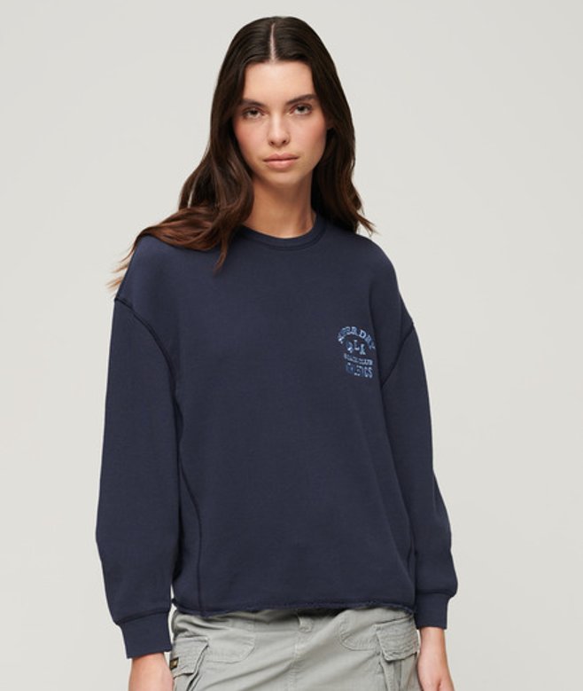 Superdry Damen Athletic Essentials Sweatshirt Marineblau - Größe: 38 von Superdry