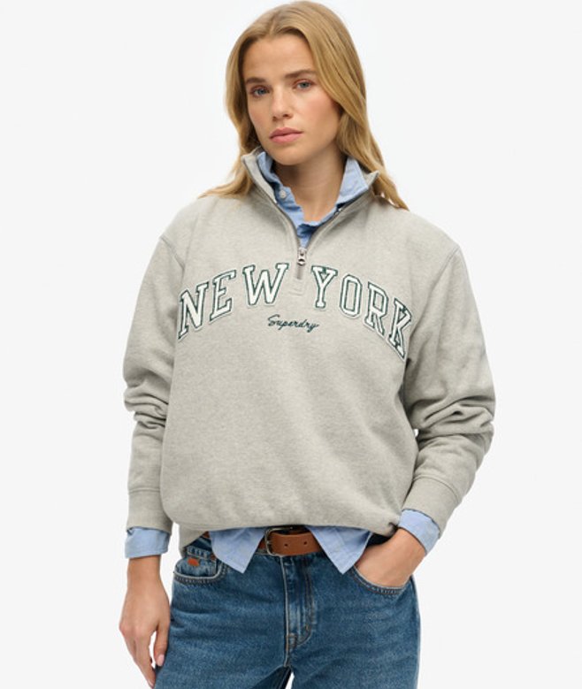 Superdry Women's Athletic Essentials Sweatshirt mit Applikation Grau - Größe: 38 von Superdry