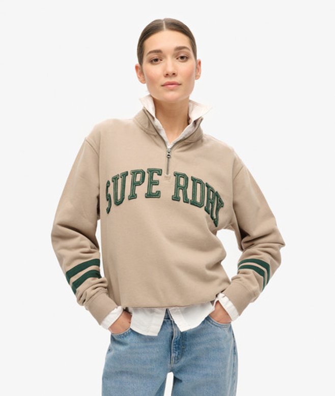 Superdry Damen Athletic Essentials Sweatshirt mit Applikation Grau - Größe: 44 von Superdry