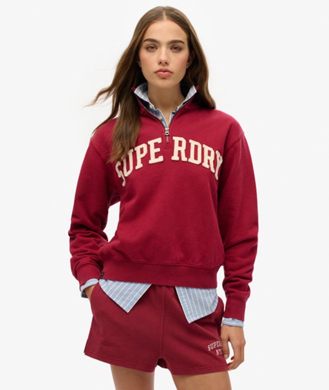 Superdry Damen Athletic Essentials Sweatshirt mit Applikation Red - Größe: 34 von Superdry