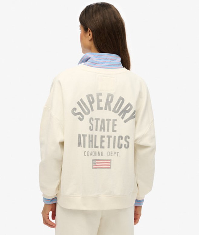 Superdry Damen Athletic Essentials Sweatshirt mit Rundhalsausschnitt und Print White - Größe: 40 von Superdry