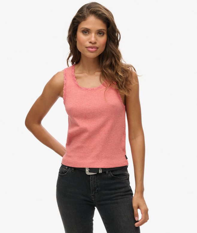 Superdry Damen Athletic Essentials Tanktop mit Spitzenbesatz Koralle - Größe: XS/S Superdry Damen Athletic Essentials Tanktop mit Spitzenbesatz Koralle - Größe: XS/S von Superdry