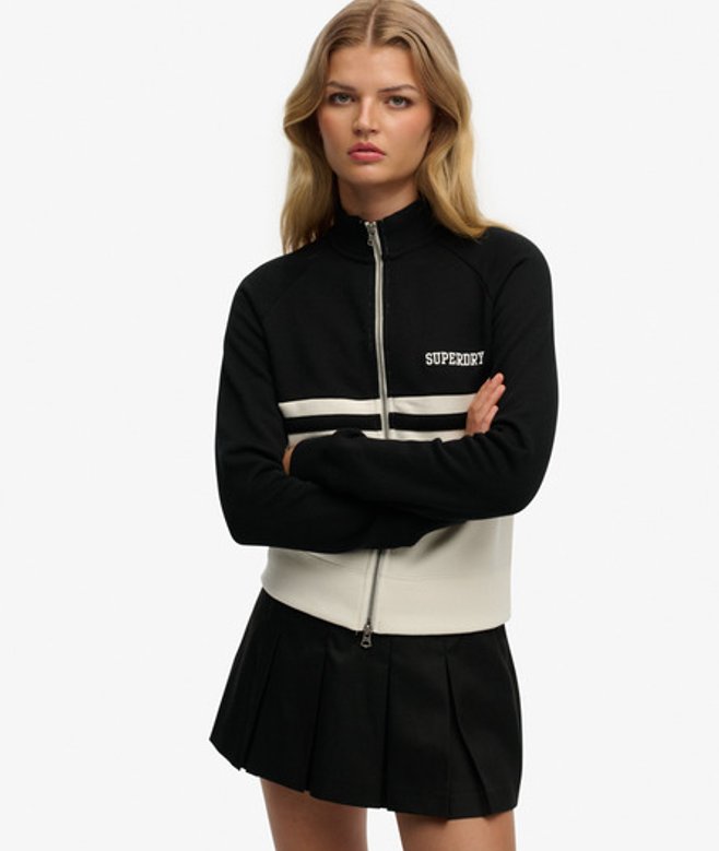 Superdry Damen Athletic Essentials Trainingsjacke mit Reißverschluss Black - Größe: 38 von Superdry