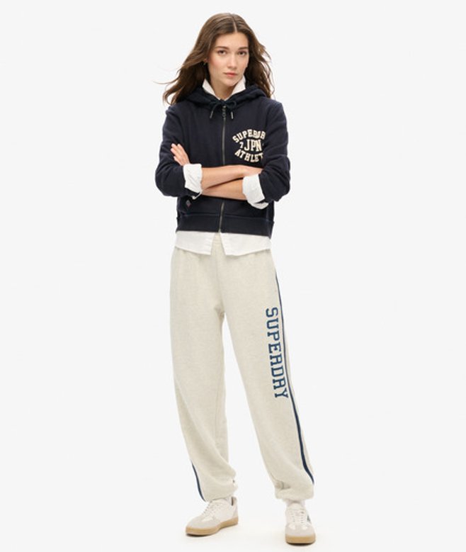 Superdry Damen Athletic Essentials Vintage-jogginghosen mit Seitenstreifen Grau - Größe: 44 von Superdry
