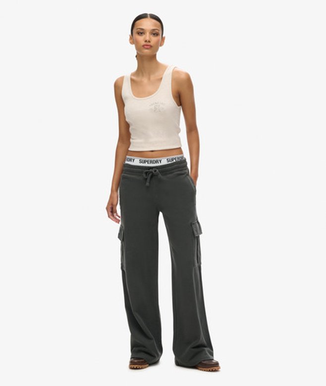 Superdry Damen Athletic Essentials Weite Cargo-jogginghosen im Vintage-look Schwarz - Größe: 38 von Superdry