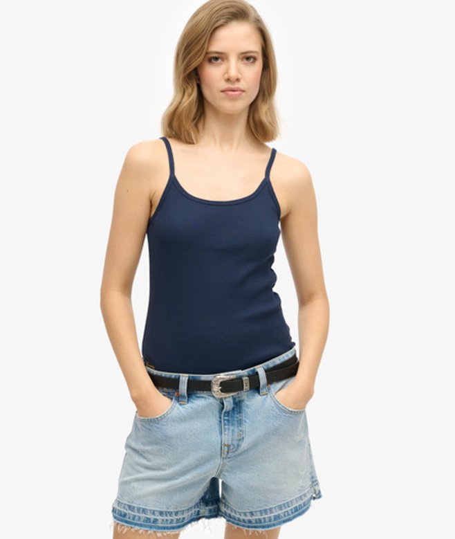 Superdry Women's Athletic Essentials Weste mit U-ausschnitt Marineblau - Größe: 42 von Superdry